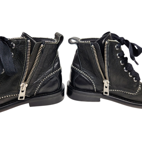 Zadig & Voltaire Paris Laureen Roma Studs Black Leather Ankle Boot Women Size 37 - Picture 6 of 16